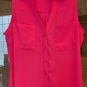 Express Sleeveless Button-Down Top in Hot Pink